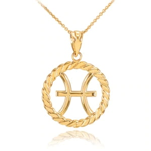 Gold Aries Zodiac Sign in Circle Rope Pendant Necklace Gold Aries Zodiac Sign in Circle Rope Pendant Necklace